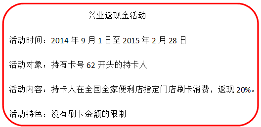 广而告之:兴业银行信用卡刷卡20%返现_信用卡